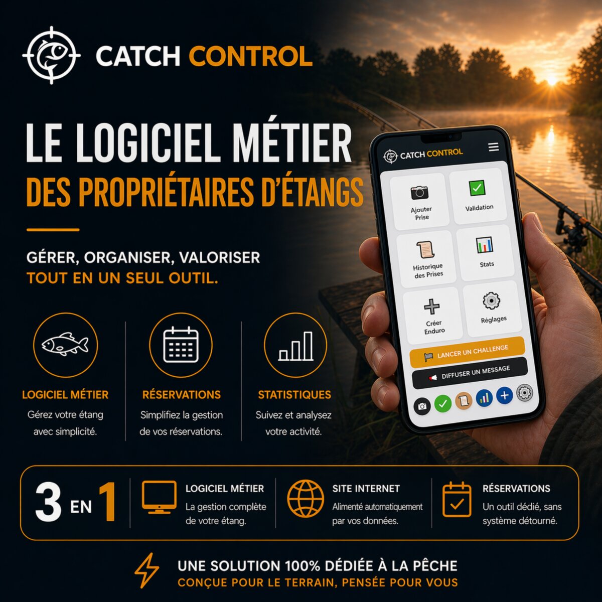 Catch Control, logiciel métier des propriétaires d'étangs